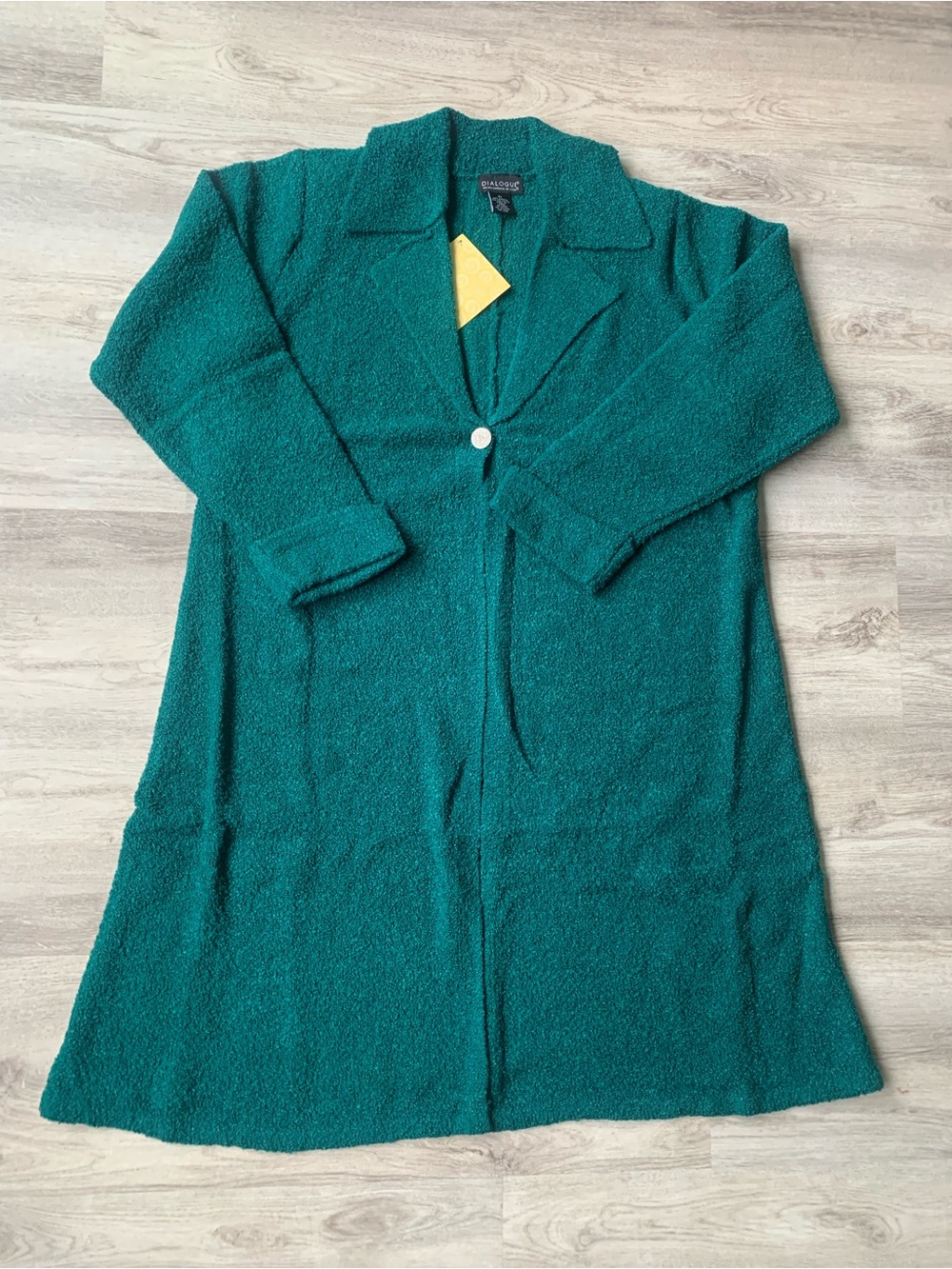 NWT QVC Dialogue Teal Green Bouclé Longline Cardigan Jacket size 2X